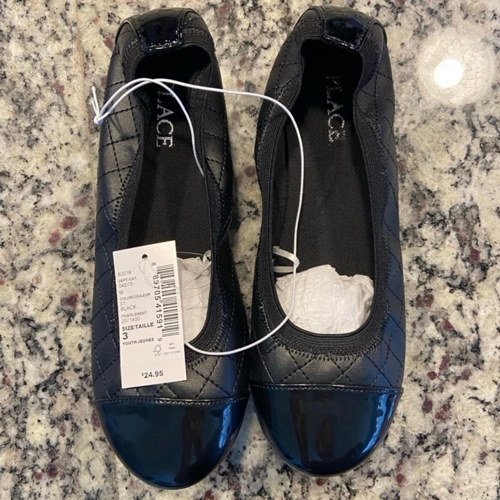 Place Black Quilted Ballet Flats